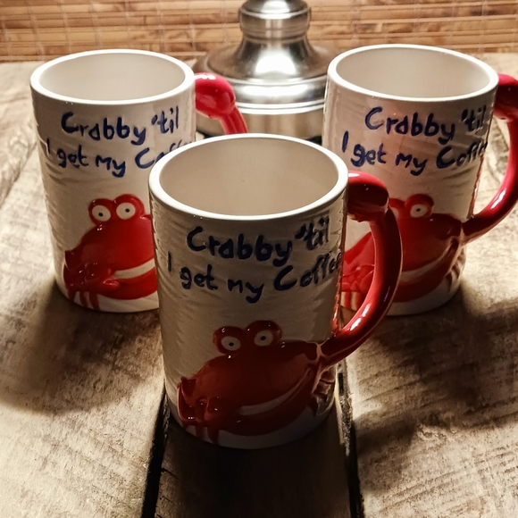 Coastal Fun Crab Ceramic 12oz Mugs - Set of 3 - Picture 2 of 11